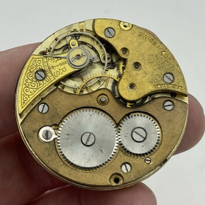 41.7mm Unidentified 15 Jewels Swiss Vintage Pocket Watch Movement PARTS REPAIR