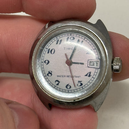 27mm Ladies Timex Sweep Seconds Date Dial GB Made Watch Head TO RESTORE