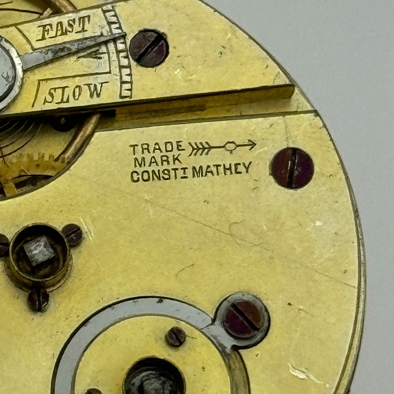 40.5mm Antique Trade Mark Consti Mathey Key Wound Pocket Watch Movement PARTS