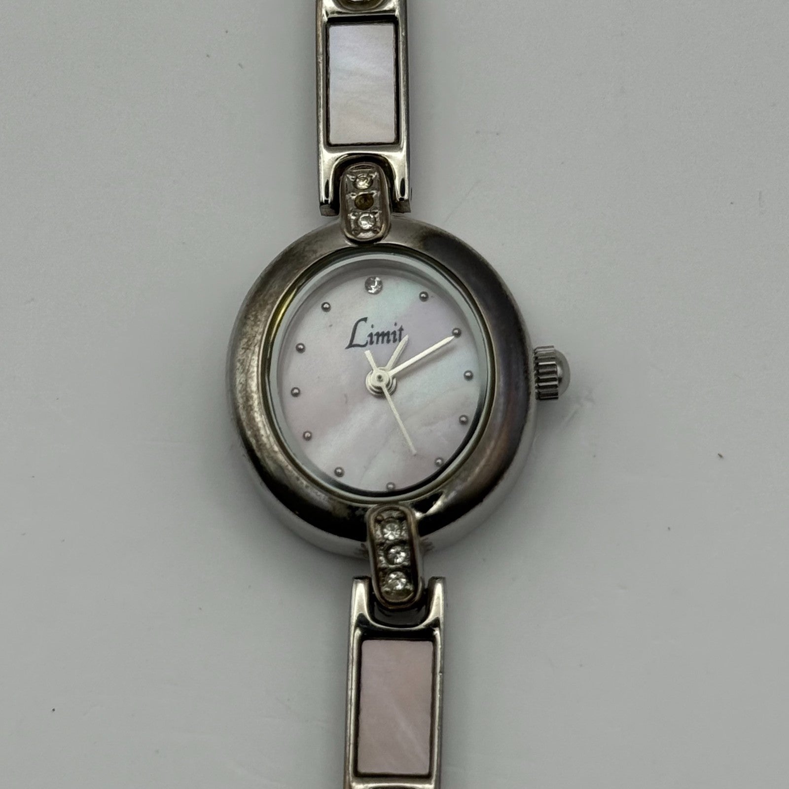 Limit Ladies Quartz Watch Pink MOP Dial Silver Tone Bracelet Working 19mm