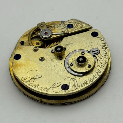 36.3mm Antique Stewart Dawson Co Liverpool Key Wound Pocket Watch Movement PARTS