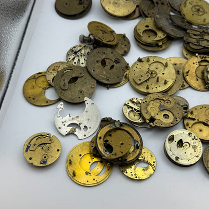 Large Bundle Of Antique Partial Pocket Watch Movements Joblot PARTS REPAIR SPARE