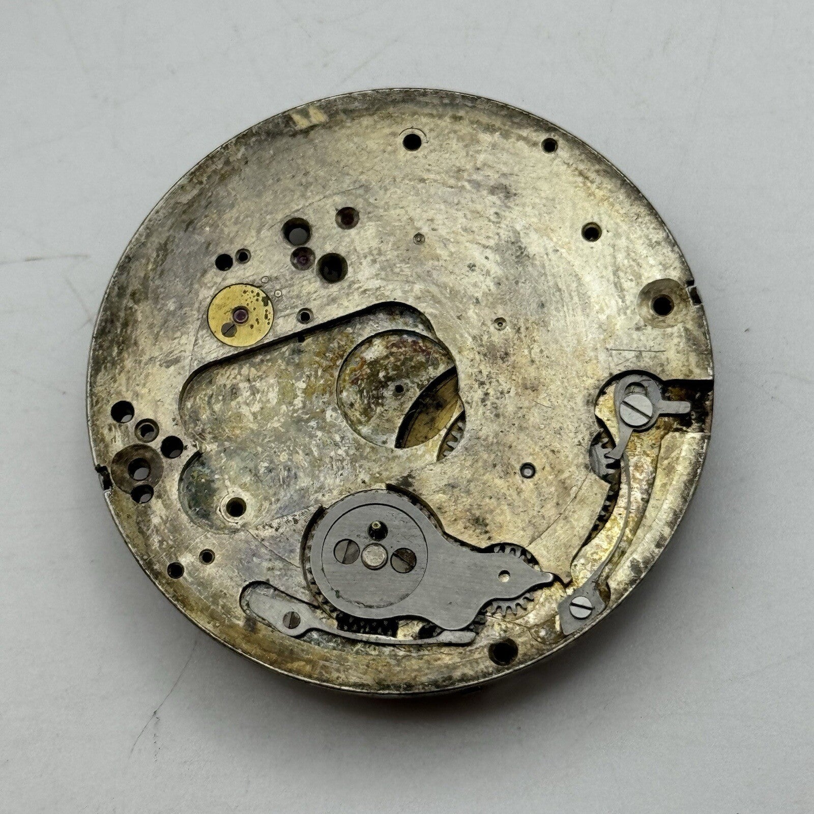 42.9mm Unidentified Chronograph Pocket Watch Movement FOR PARTS Restoration