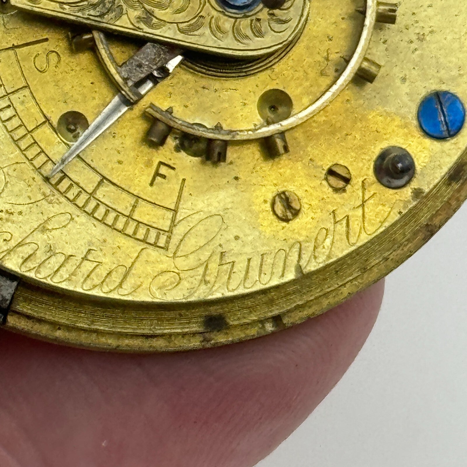 46.6mm Richard Grunert Beverley Antique Key Wound Pocket Watch Movement PARTS