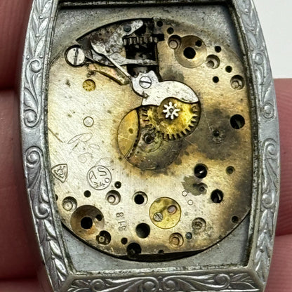 25.8mm AS 340 A Schild Watch Movement And Art Deco Tank Case 15 Jewels PARTS