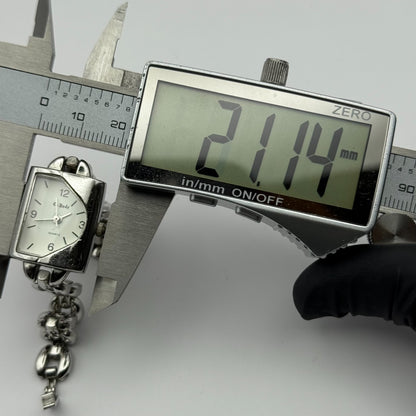 G-Body Time Ladies Quartz Watch White Dial Silver Tone Bracelet Working 19mm