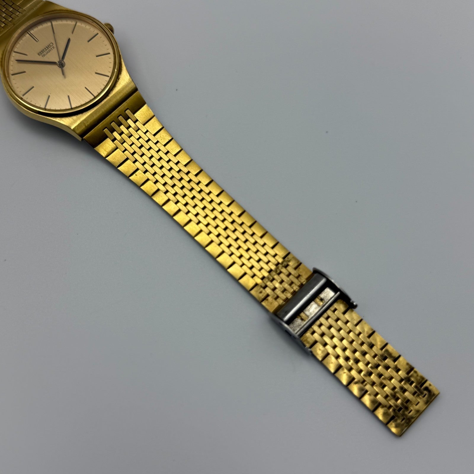 Seiko Men's Quartz Watch 7810-8059 Gold Tone Bracelet Japan 32mm PARTS REPAIR