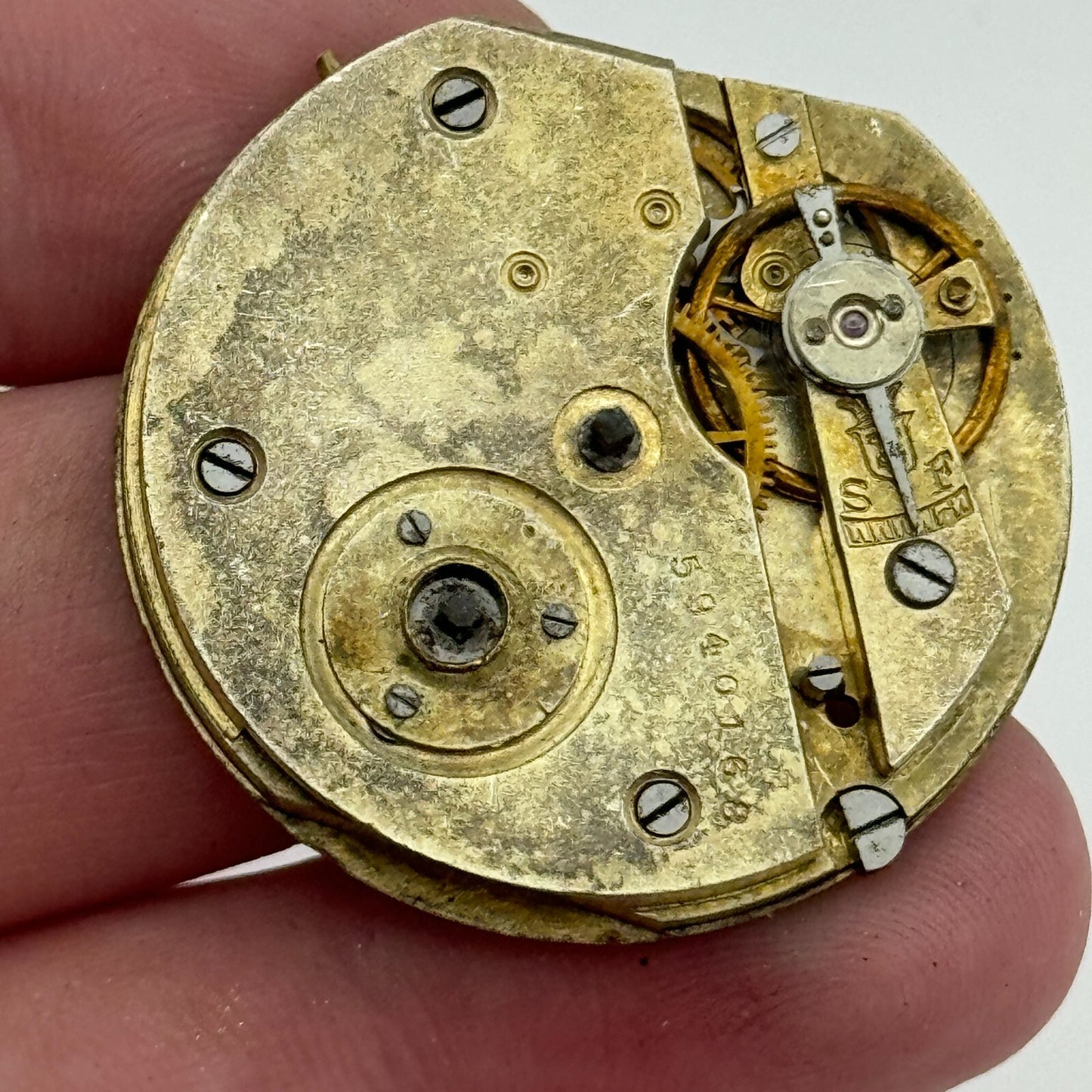 35.9mm Antique Interesting Key Wound Pocket Watch Movement PARTS REPAIR SPARES
