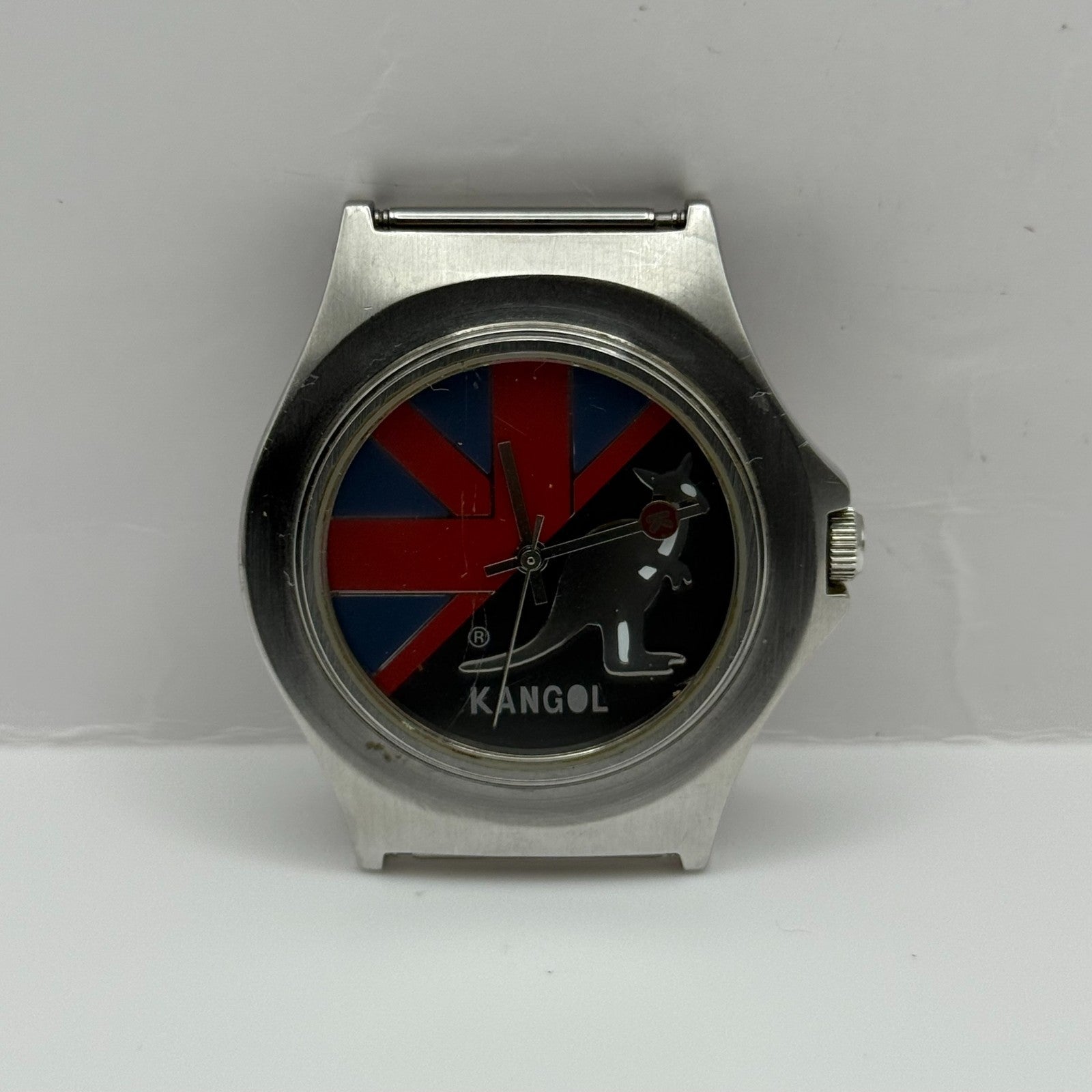 Vintage Kangol Men’s Quartz Watch Kangaroo Silver Tone 100 Metre Working 40mm