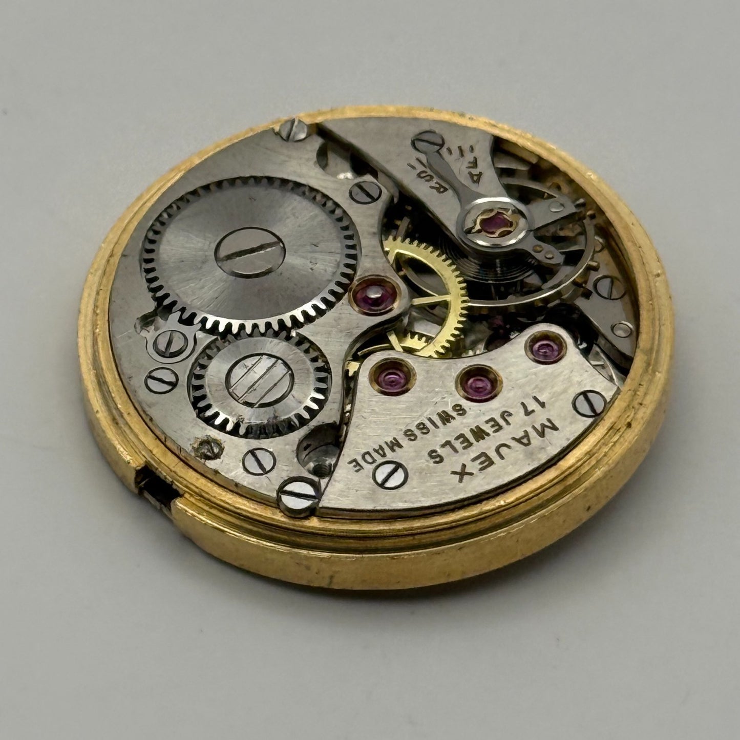 Majex Buren 370 Watch Movement Manual Wind Vintage Swiss 17 Jewels Parts 25.9mm