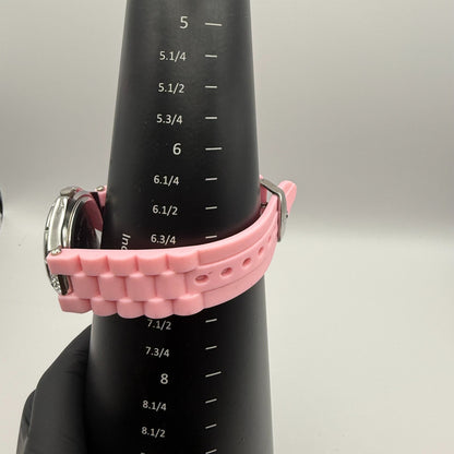 Eve Mon Crois Ladies Quartz Watch Pink Dial Crystal Accents Japan Working 36mm