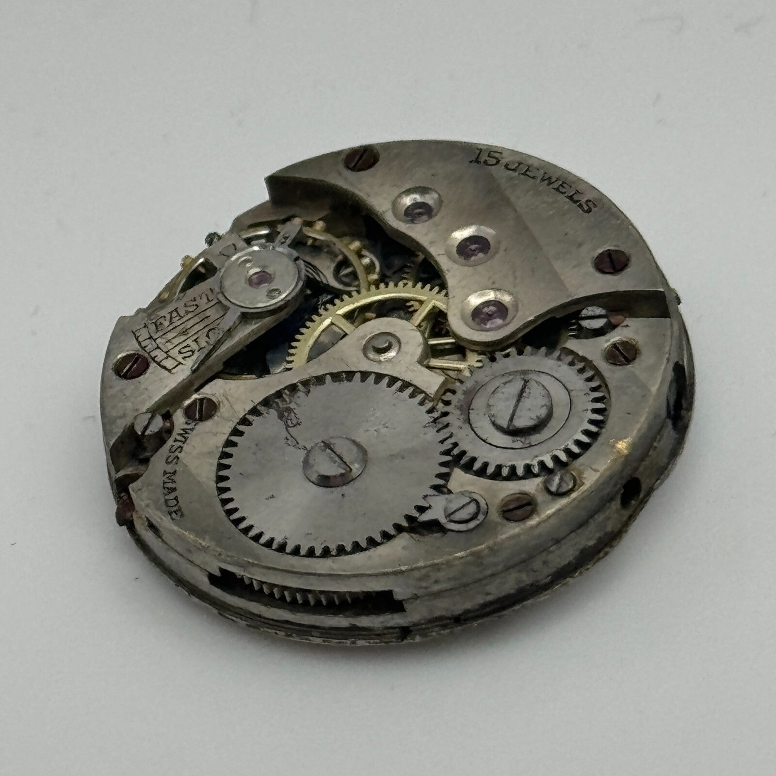 23.7mm Unidentified 15 Jewels Swiss Trench Watch Movement Manual Wind PARTS
