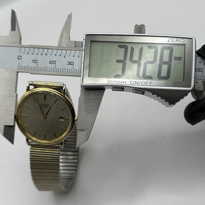 33mm Working Vintage Unisex Citizen Gold Plate Date Dial Expandable Quartz Watch