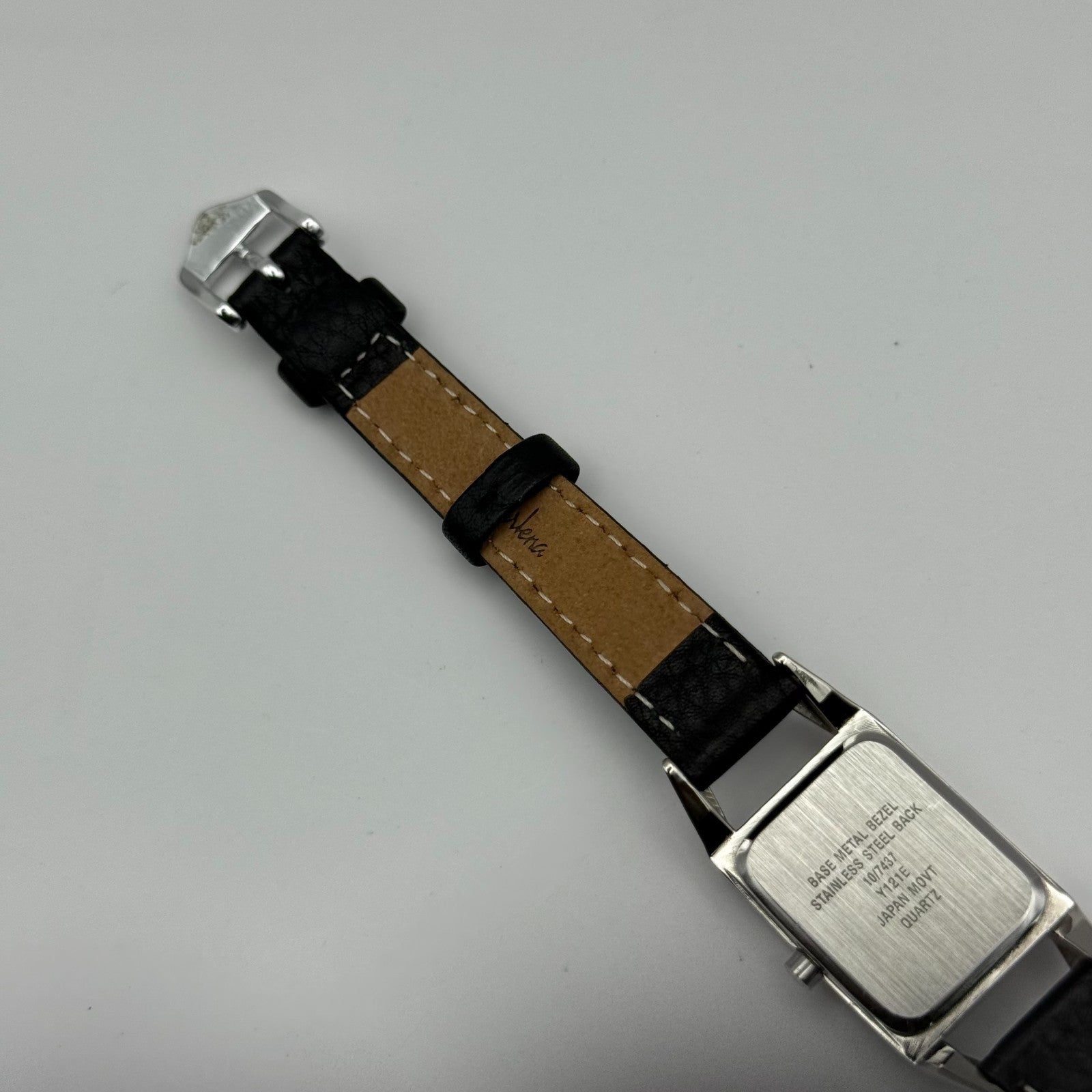 Anne Klein Ladies Quartz Watch White Dial Black Leather Strap Japan Working 18mm