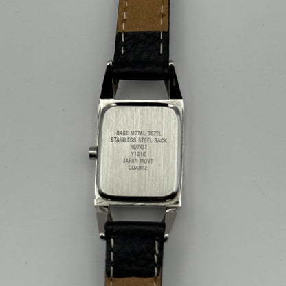 Anne Klein Ladies Quartz Watch White Dial Black Leather Strap Japan Working 18mm