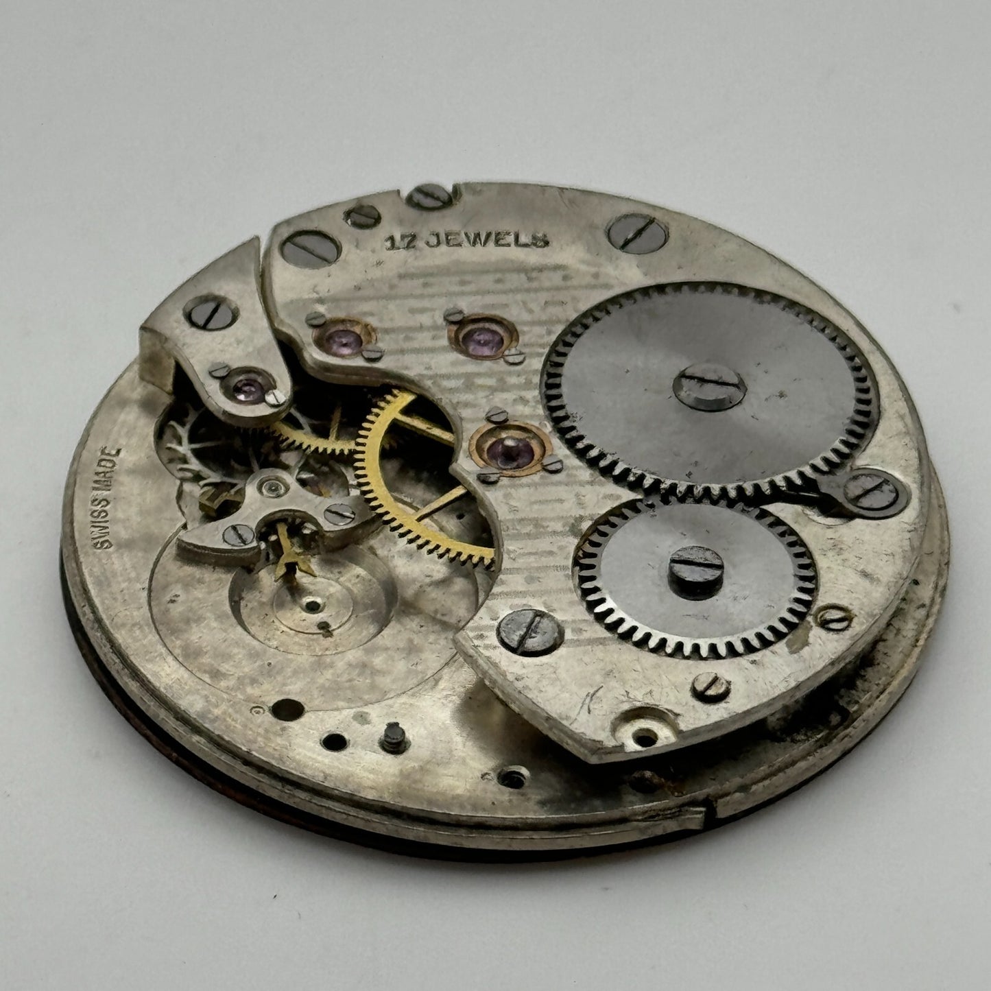 43mm Unidentified High Grade 17 Jewels Swiss Pocket Watch Movement PARTS