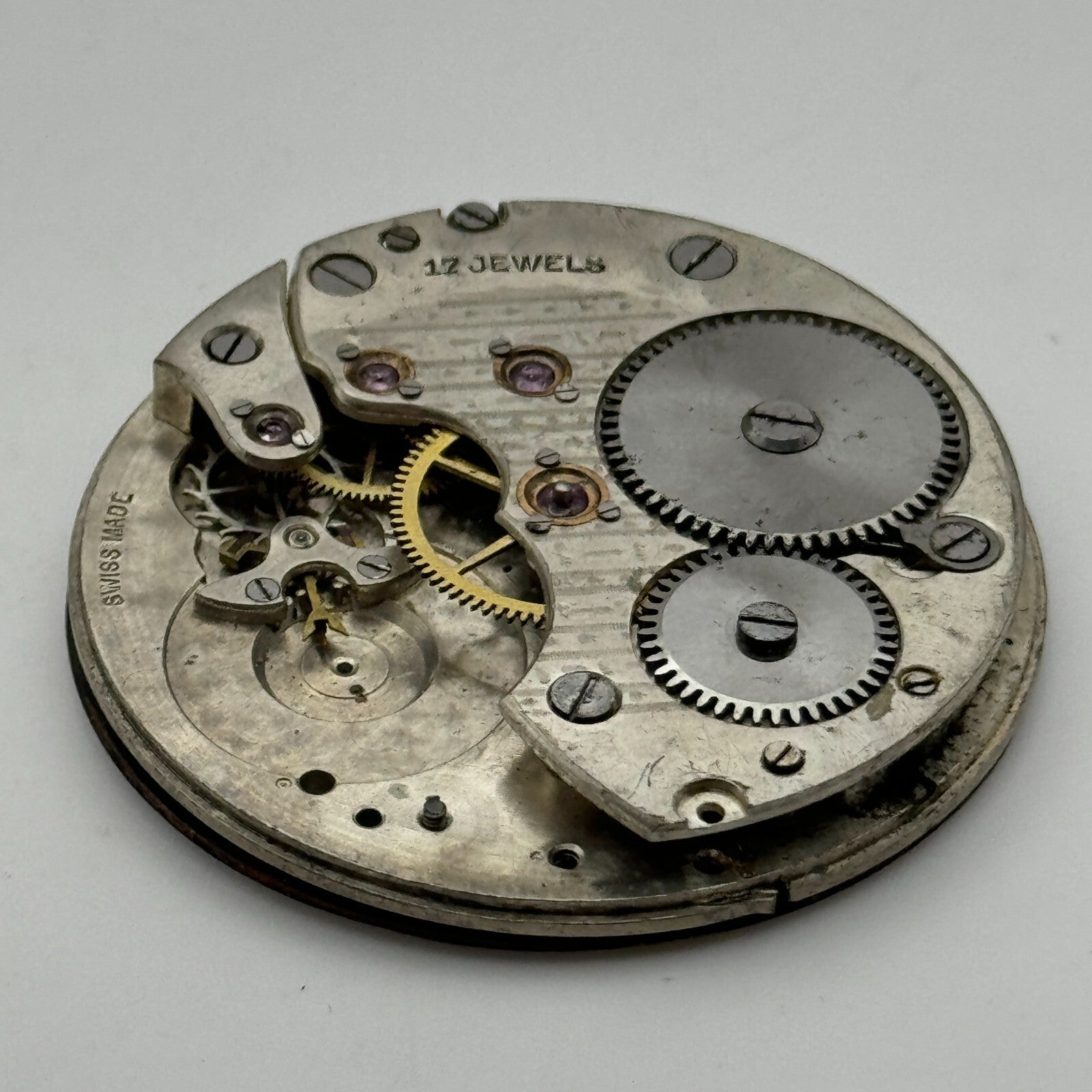43mm Unidentified High Grade 17 Jewels Swiss Pocket Watch Movement PARTS