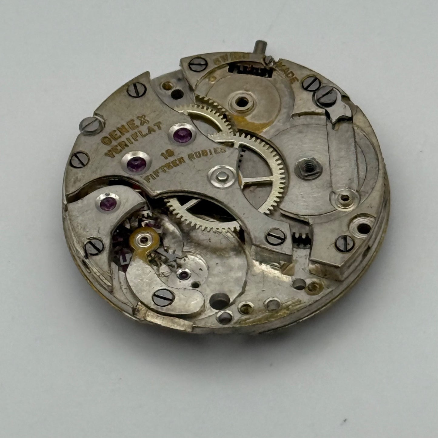 Rolex Genex Veriflat 15 Rubies Watch Movement Vintage Incomplete Parts 23.6mm