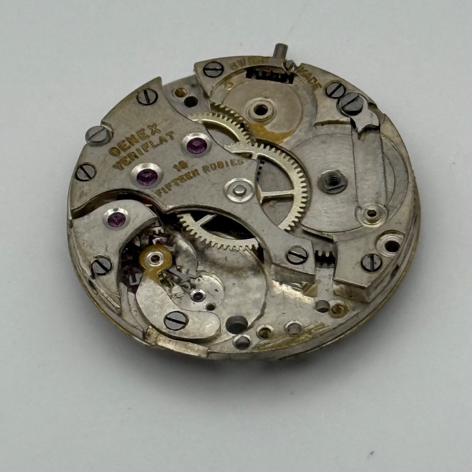 Rolex Genex Veriflat 15 Rubies Watch Movement Vintage Incomplete Parts 23.6mm