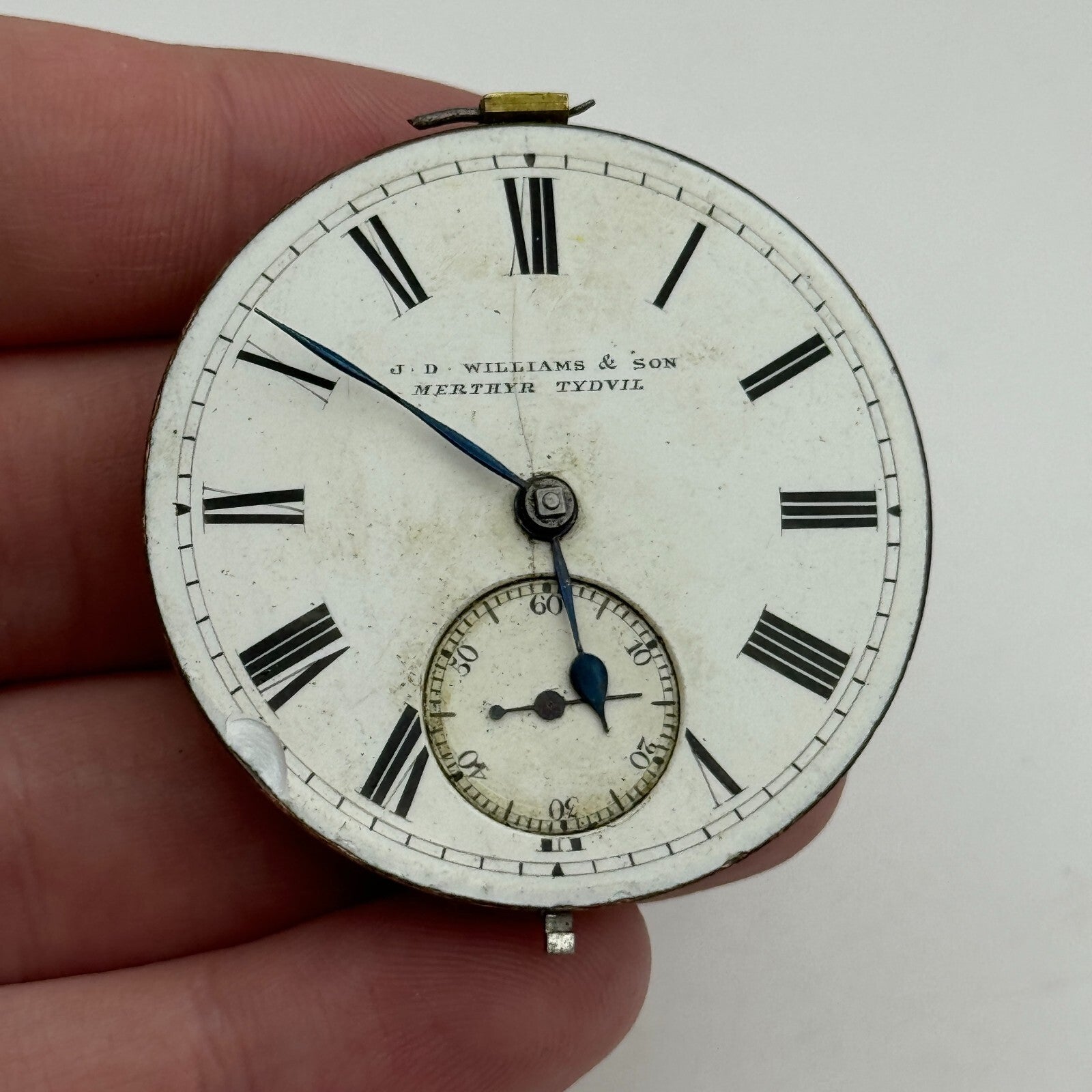 44.8mm Antique J D Williams & Son Merthyr Tydvil Pocket Watch Movement PARTS