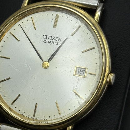 33mm Working Vintage Unisex Citizen Gold Plate Date Dial Expandable Quartz Watch