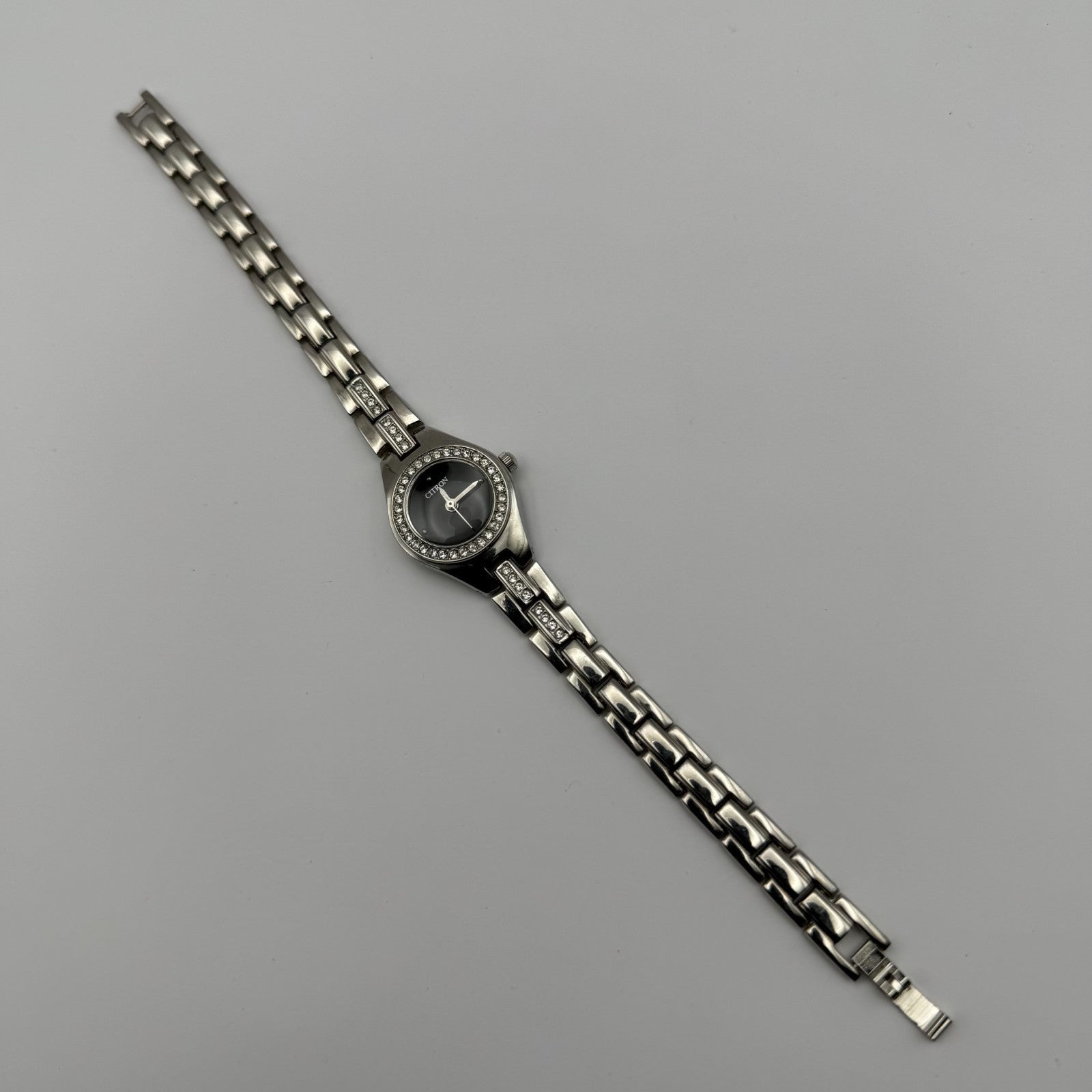 Citron BLC202 Ladies Quartz Watch Black Dial Silver Tone Bracelet Working 21mm