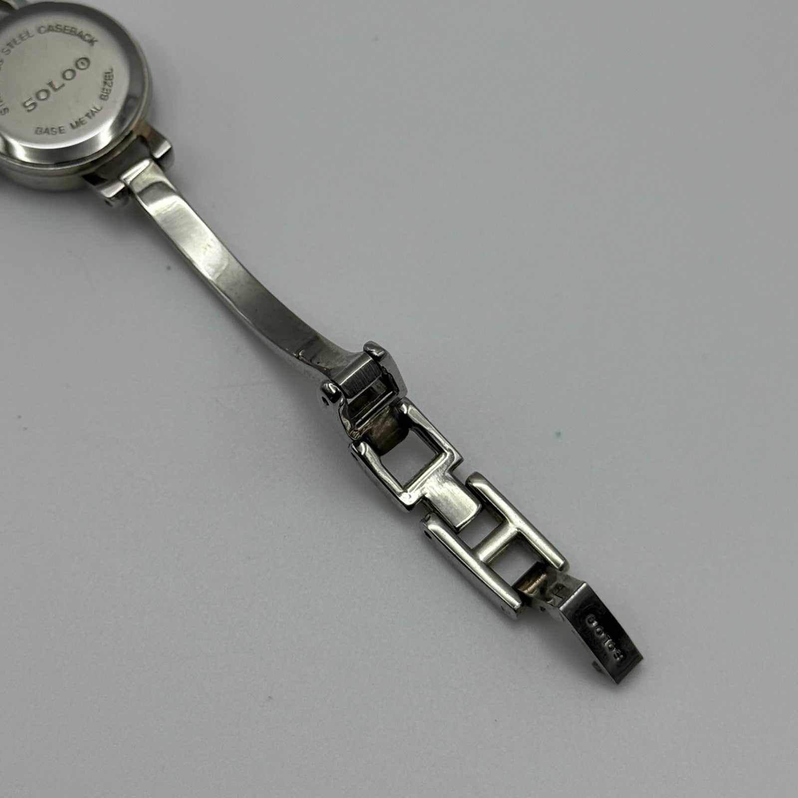 Solo Ladies Quartz Watch Black Dial Rhinestone Accents Bracelet Working 19mm