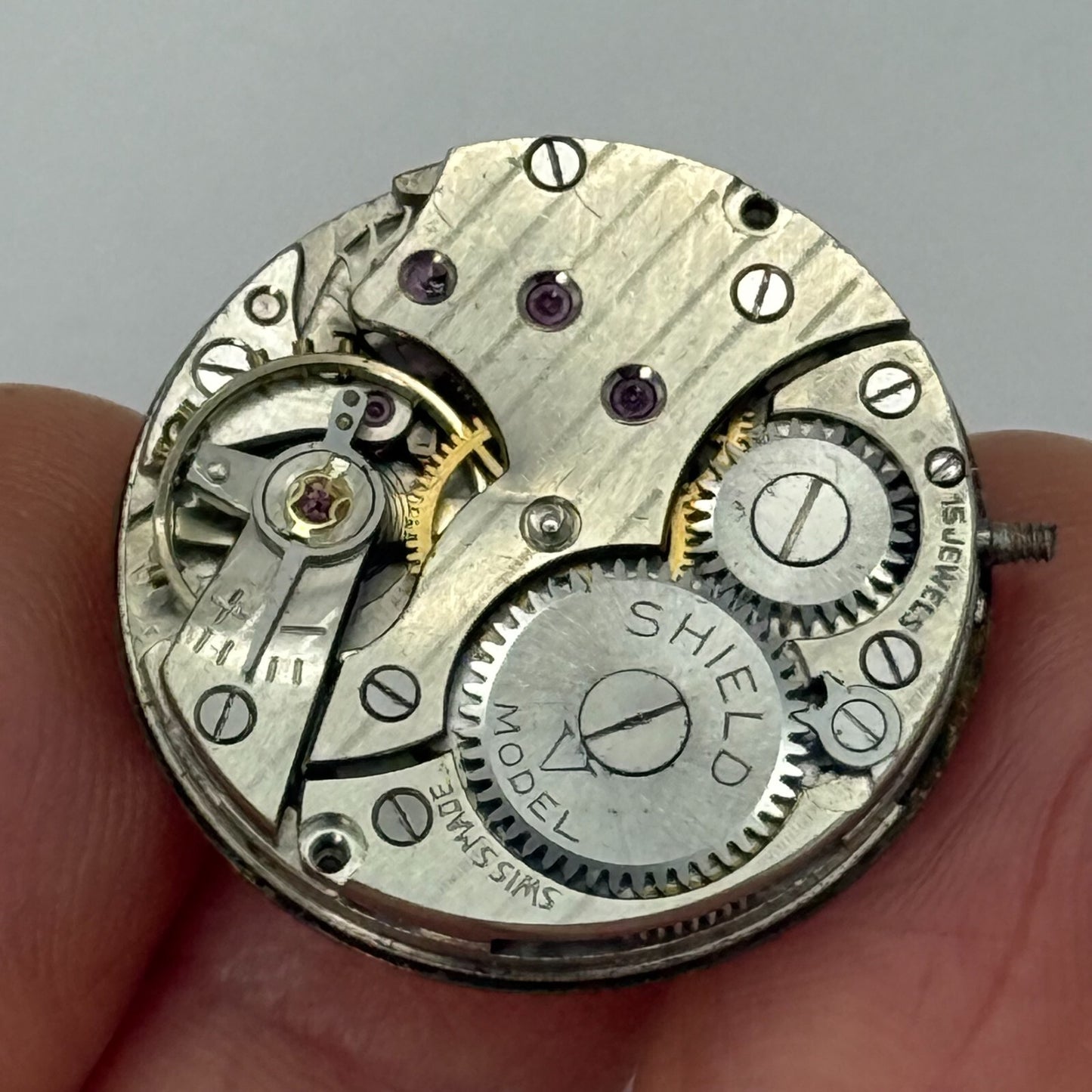 23.6mm Vintage Shield V Model Peseux 170 Manual Wind Watch Movement PARTS REPAIR