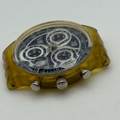 37.4mm Vintage 1996 Swatch Shiny Start SCK407 Chronograph Watch UNTESTED PARTS