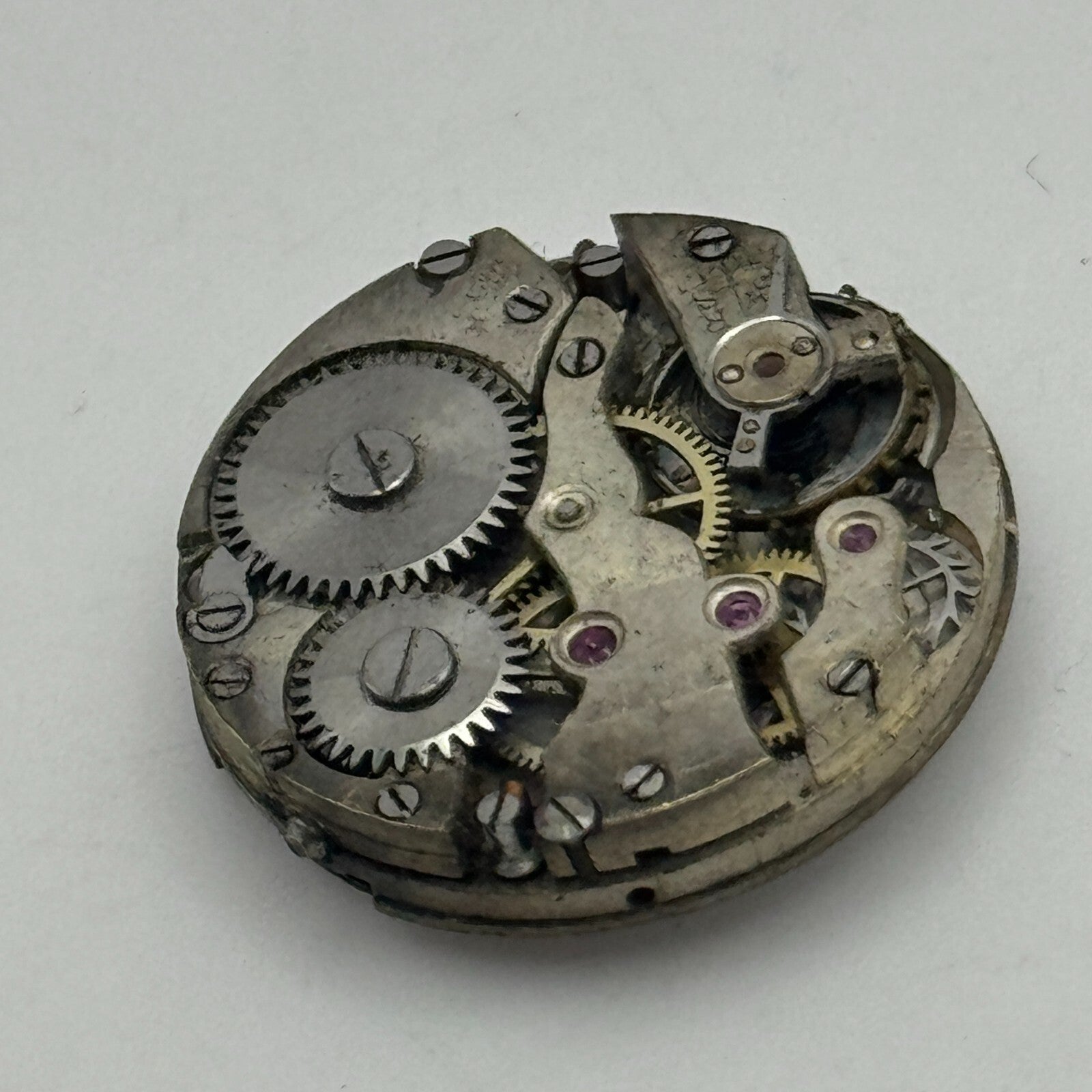 23.7mm Unidentified Swiss Porcelain Dial Trench Watch Movement Manual Wind PARTS