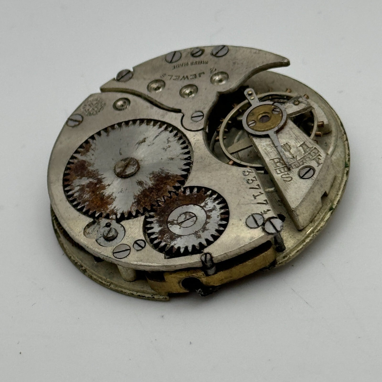 42.7mm Unidentified 7 Jewels Patent Depose Vintage Pocket Watch Movement PARTS