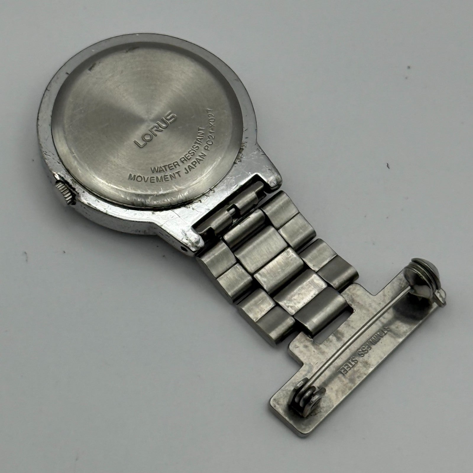 Lorus Quartz Fob Nurse Watch Blue Dial Stainless Steel Japan Working 29mm