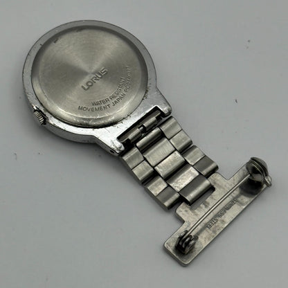 Lorus Quartz Fob Nurse Watch Blue Dial Stainless Steel Japan Working 29mm