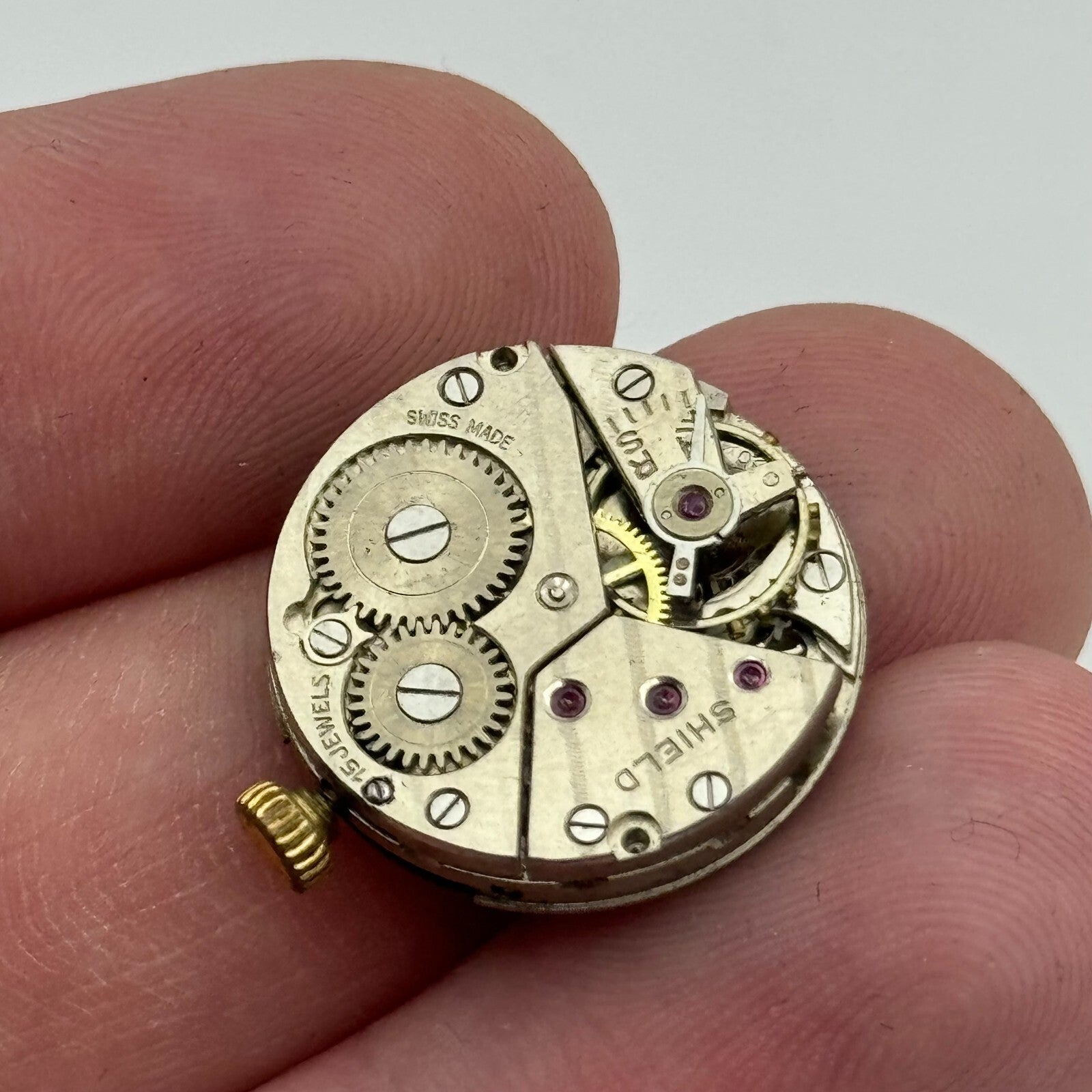 19.7mm Shield Peseux P 220 Manual Wind Swiss Made 15 Jewels Watch Movement PARTS