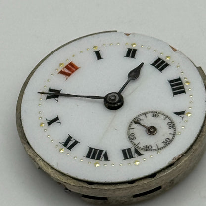 23.6mm Unidentified Swiss Sub Seconds Trench Watch Movement Manual Wind PARTS