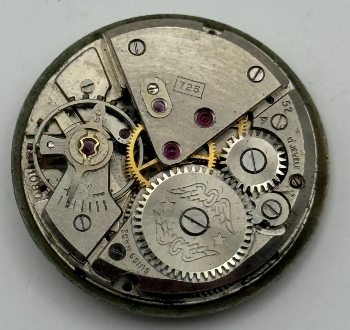 ETA 1080 Watch Movement Rotary 725 Manual Wind Vintage Swiss Parts Repair 23.6mm