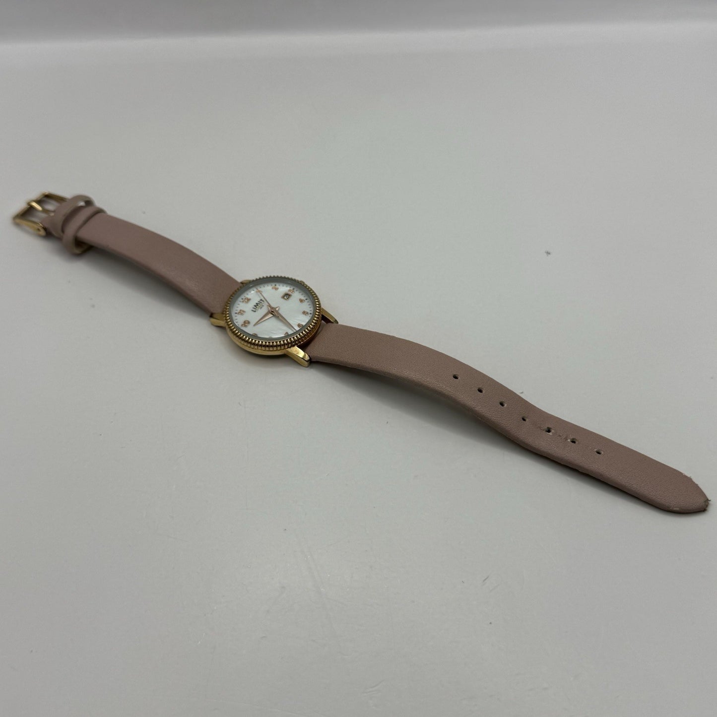 27mm Working Ladies Limit Mother Of Pearl Date Dial C-VJ22 Pink Quartz Watch