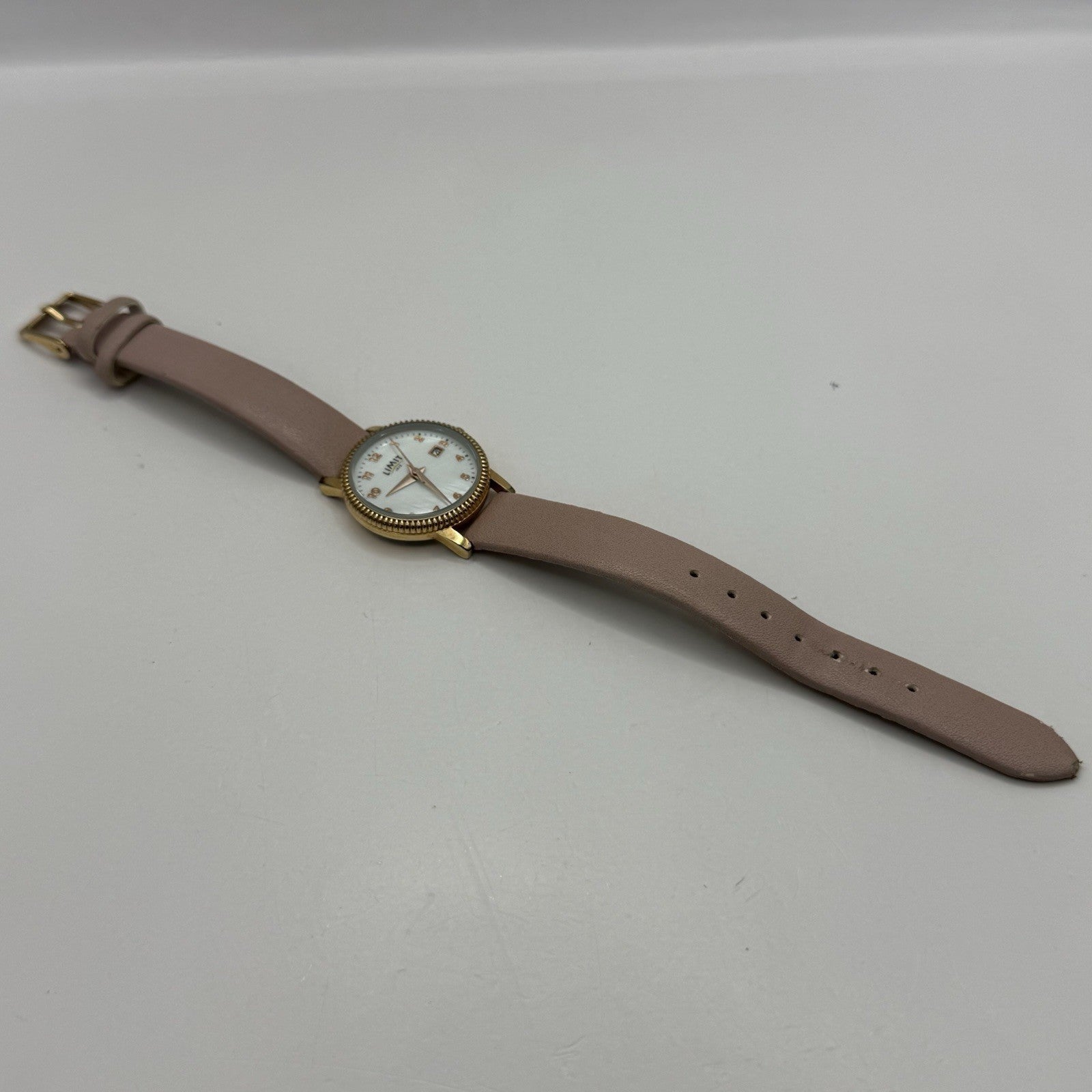 27mm Working Ladies Limit Mother Of Pearl Date Dial C-VJ22 Pink Quartz Watch