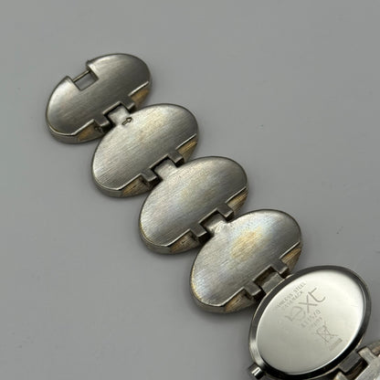 Next Ladies Quartz Watch Black Silver Tone Oval Bracelet Working 30mm 6 Inches