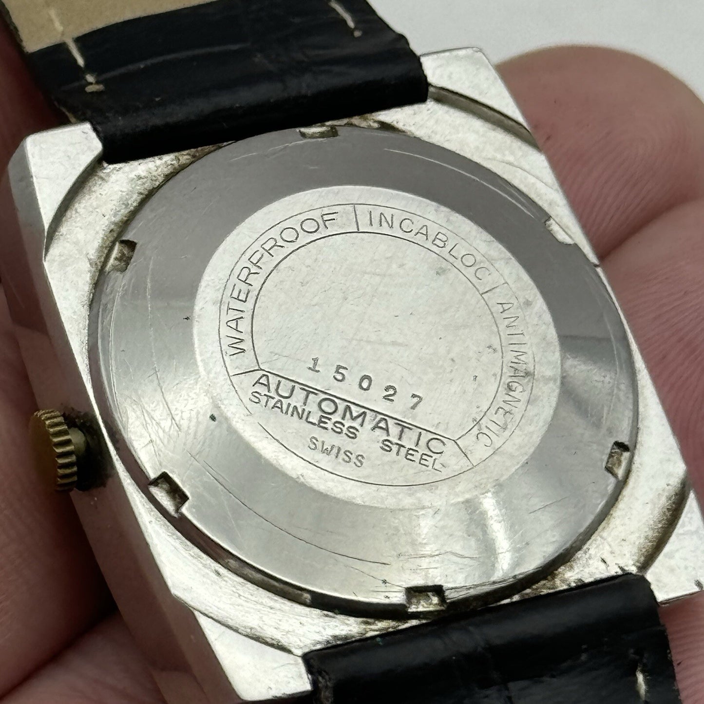 32mm Mens Avia Matic Automatic Sweep Seconds Square Watch FOR PARTS TO RESTORE