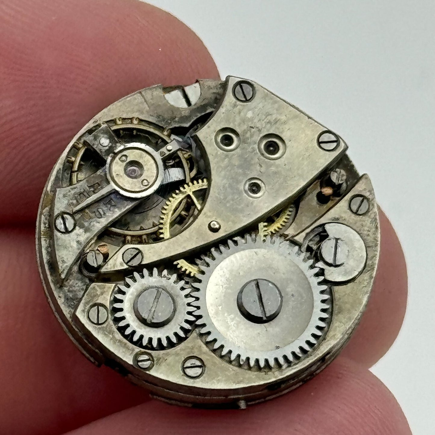 23.6mm Unidentified Porcelain Dial Trench Watch Movement Manual Wind FOR PARTS