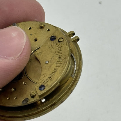 39.2mm Antique G P Perks King Williams Town Fusee Pocket Watch Movement PARTS
