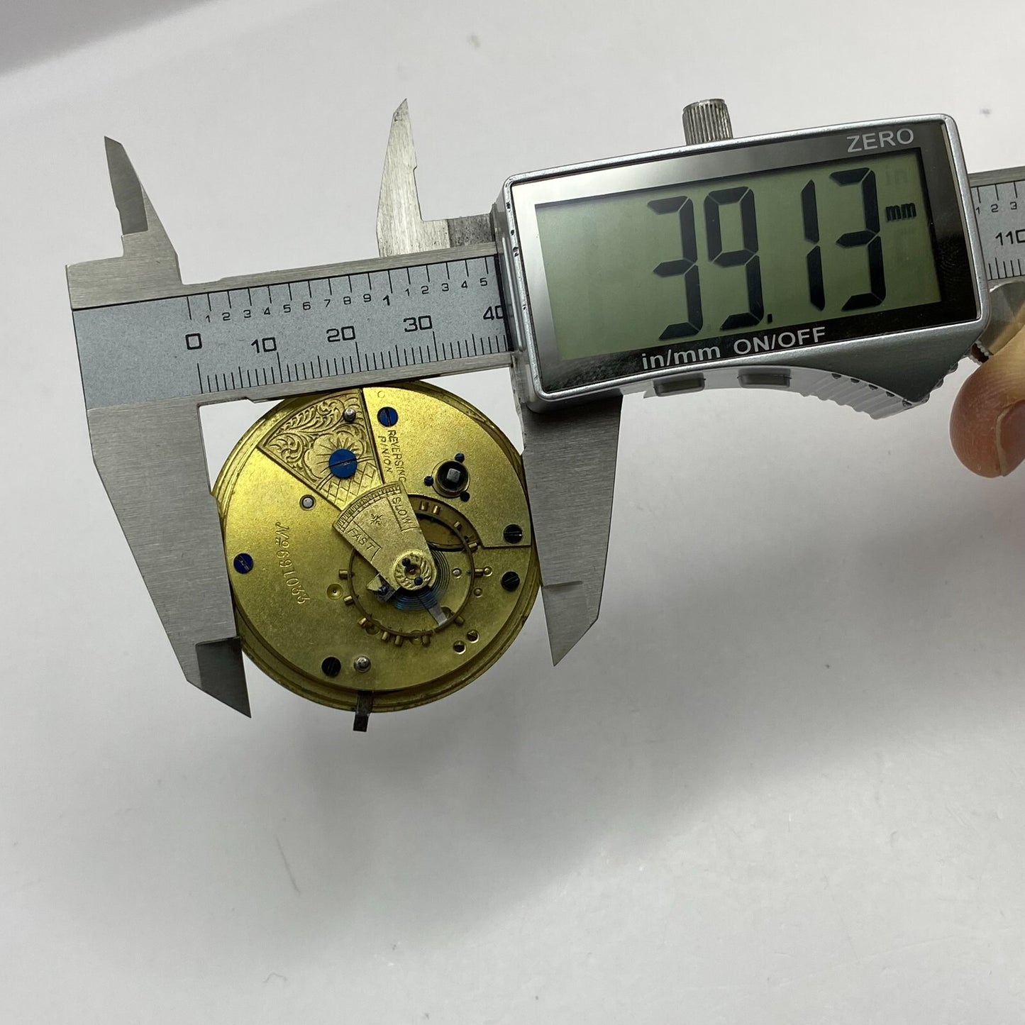 44.6mm Antique Key Wound Reversing Pinion Pocket Watch Movement PARTS REPAIR