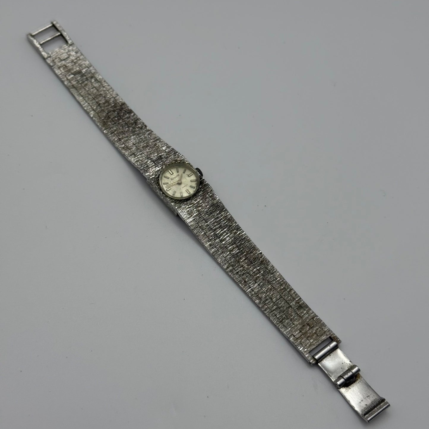 16mm Vintage Accurist 17 Jewels Bark Affect Swiss Manual Wind Watch PARTS REPAIR