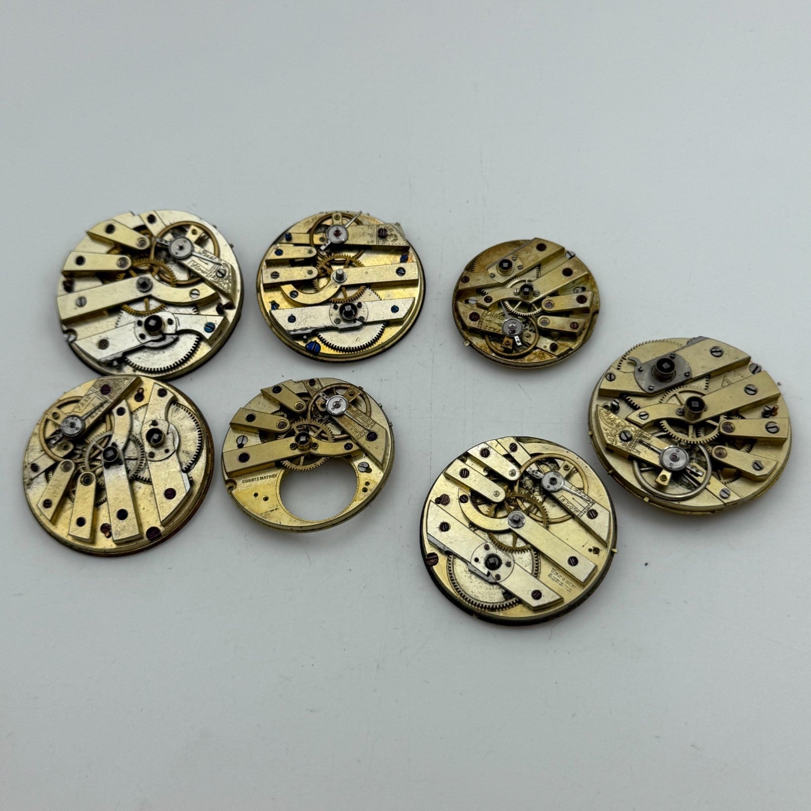 Bundle Of 7 Mixed Antique / Vintage Pocket Watch Movements PARTS REPAIR SPARES