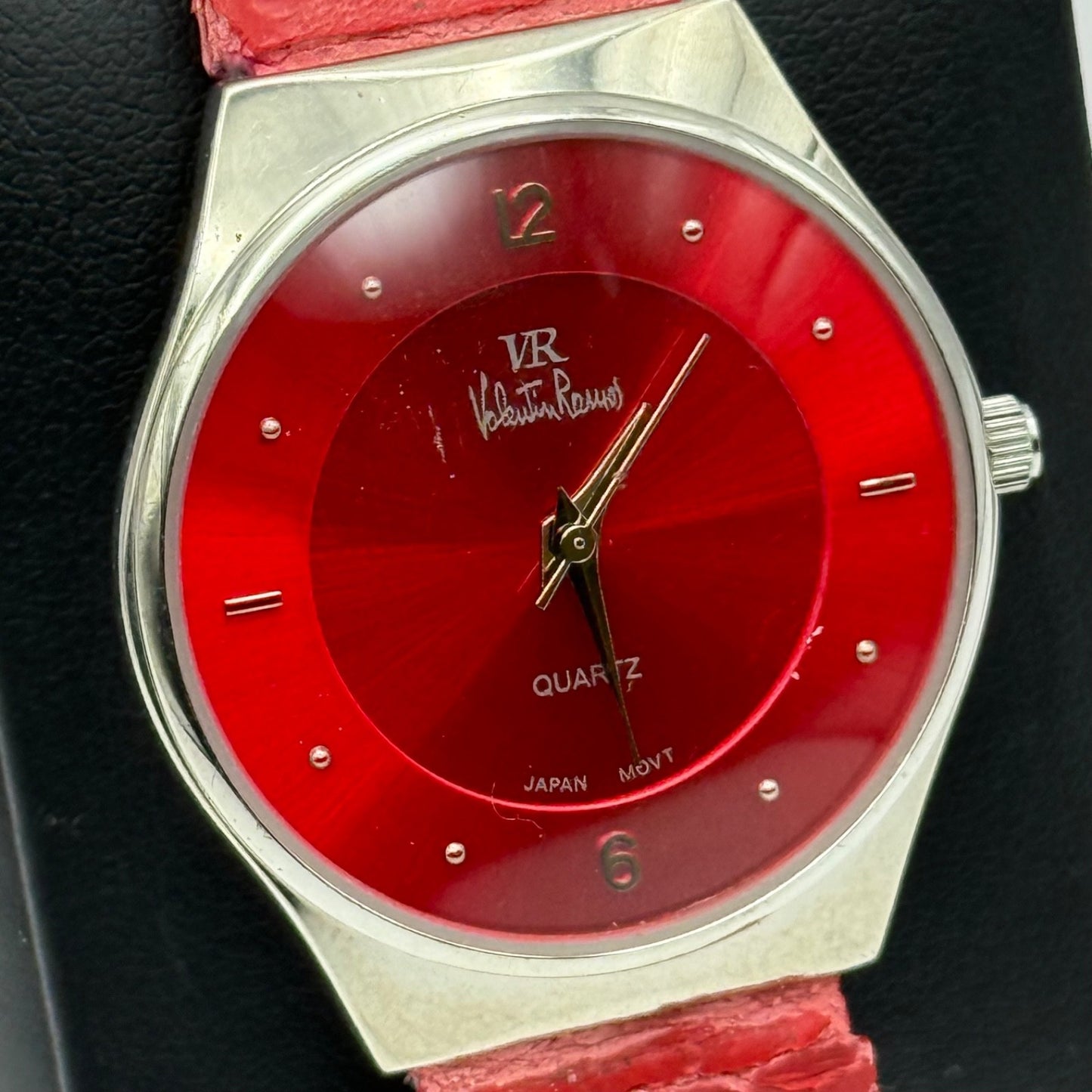 32mm Working Valentin Ramos Ladies 32mm Quartz Watch Needs New Strap Red Dial
