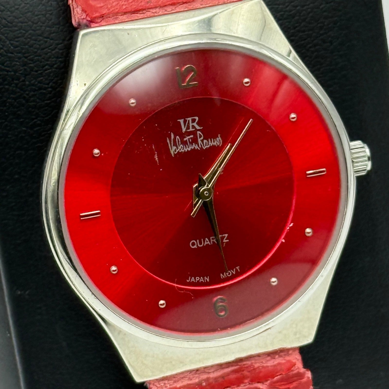 32mm Working Valentin Ramos Ladies 32mm Quartz Watch Needs New Strap Red Dial