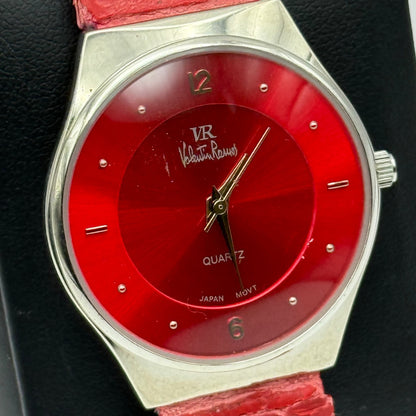 32mm Working Valentin Ramos Ladies 32mm Quartz Watch Needs New Strap Red Dial