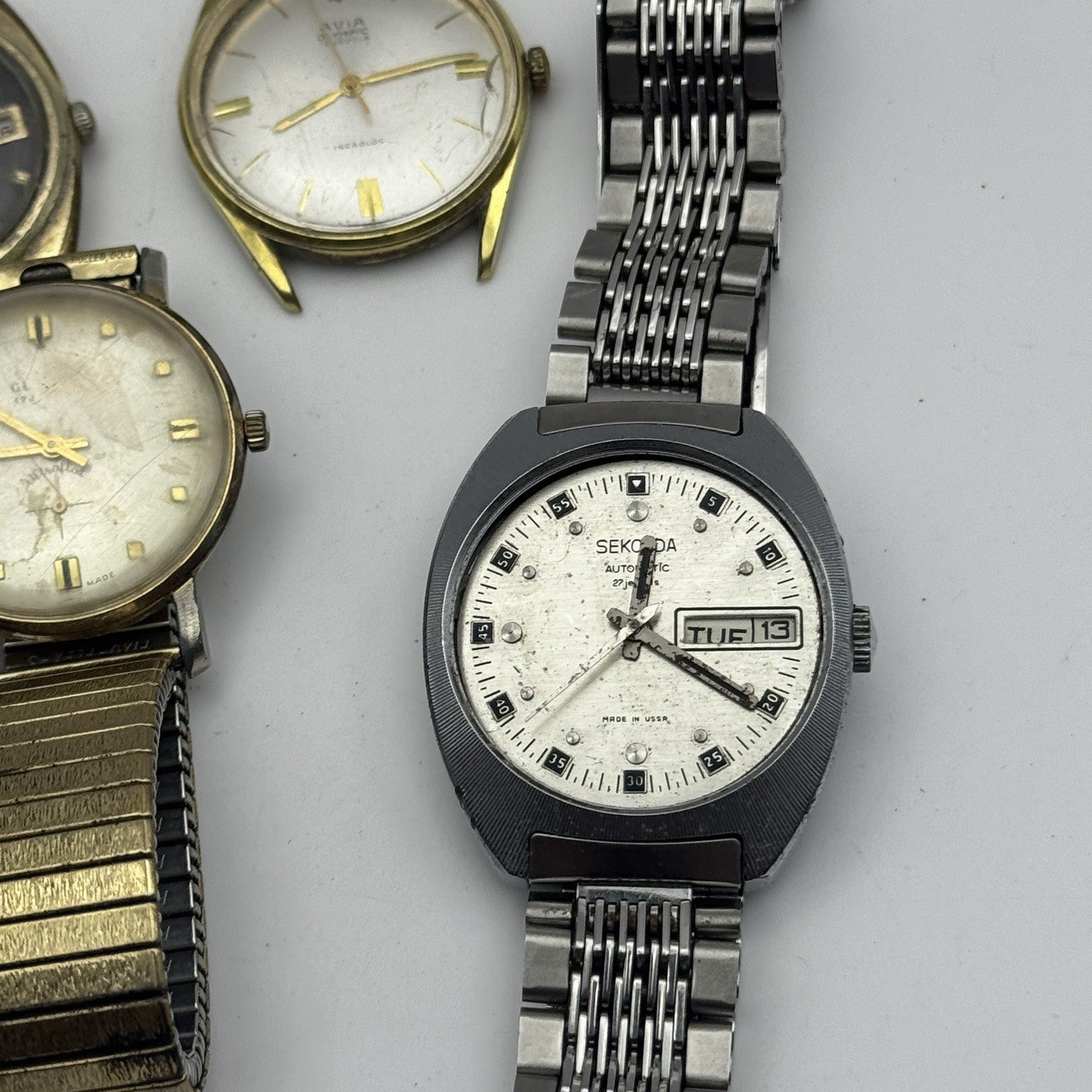 Bundle Of 6 Vintage Men’s Watches Mechanical Wind Up Job Lot Parts Repair Spares