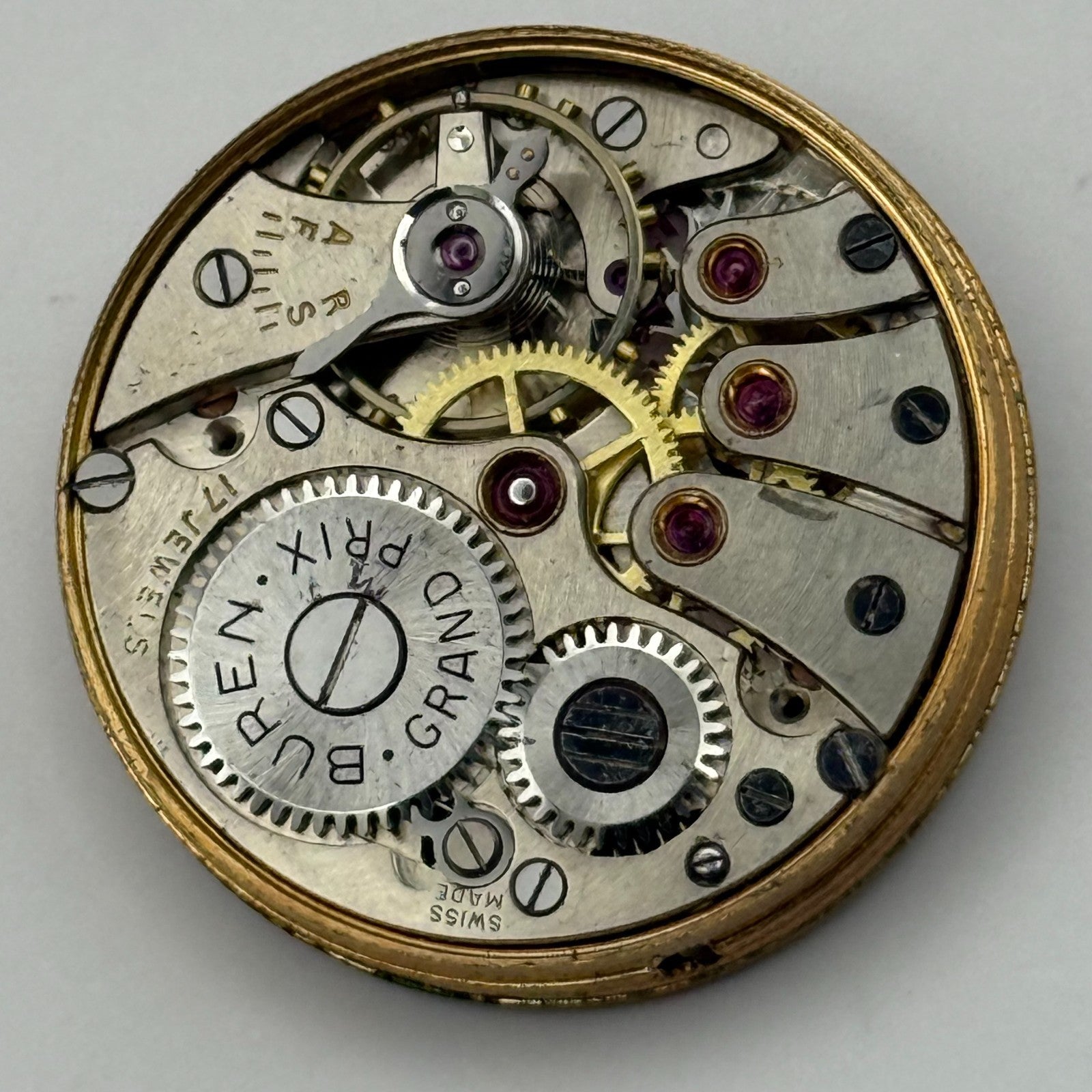 Buren 410 Grand Prix Watch Movement Manual Wind Vintage Parts Repair 25.1mm